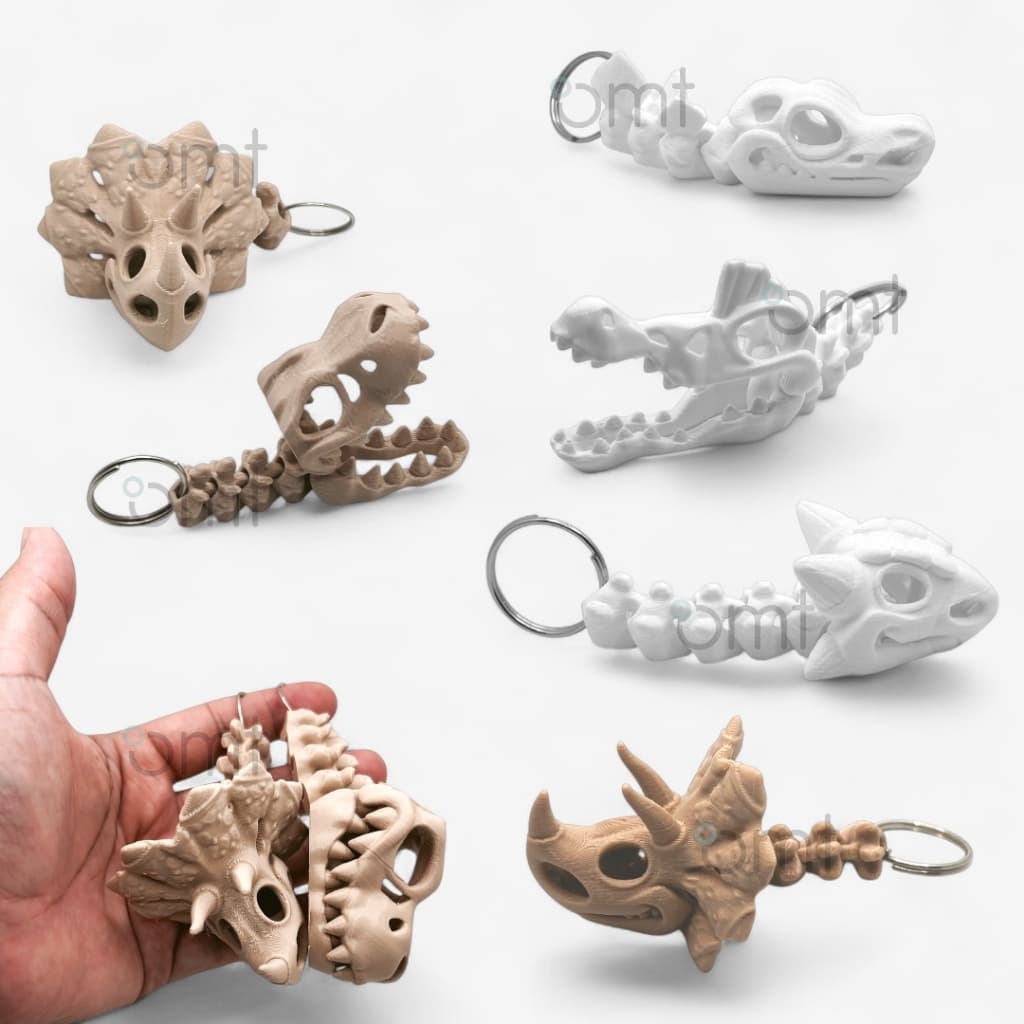 Chaveiro Dino Articulado T-Rex Triceratops Espinossauro Anquilossauro Impressão 3D