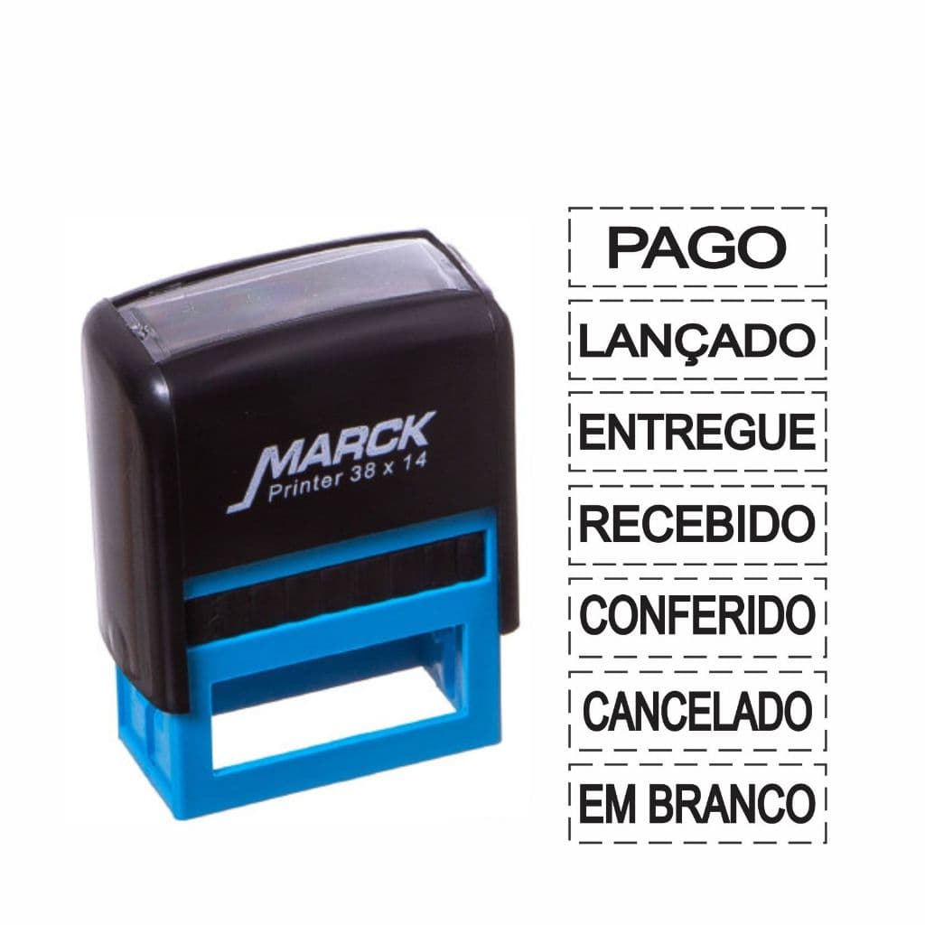 Carimbo Automático Personalizado CÓPIA PAGO LANÇADO EM BRANCO ENTREGUE CONFERIDO LIBERADO COM DATA
