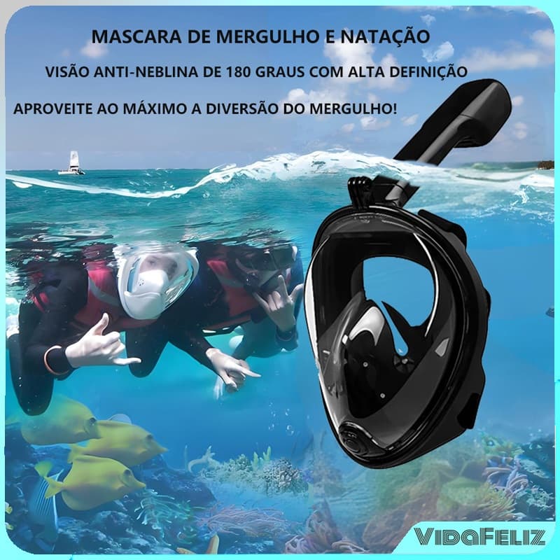 Kit de máscara impermeável e snorkeling, óculos com saia de silicone para natação/snorkeling e máscara de mergulho.