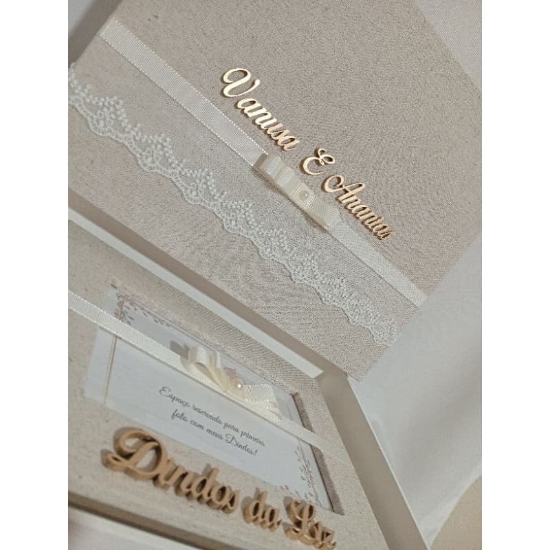 Caixa mdf convite batizado com porta retrato/Dindos