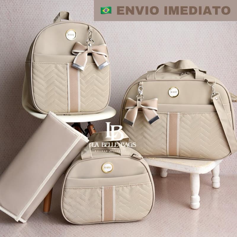 bolsa maternidade com 4 peças luxo mochila bolsa pequena e trocador para bebê menino e menina(AD 4P)