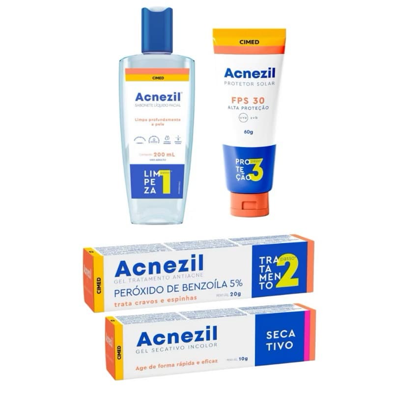 Acnezil: Kit completo para tratamento de acnes e espinhas