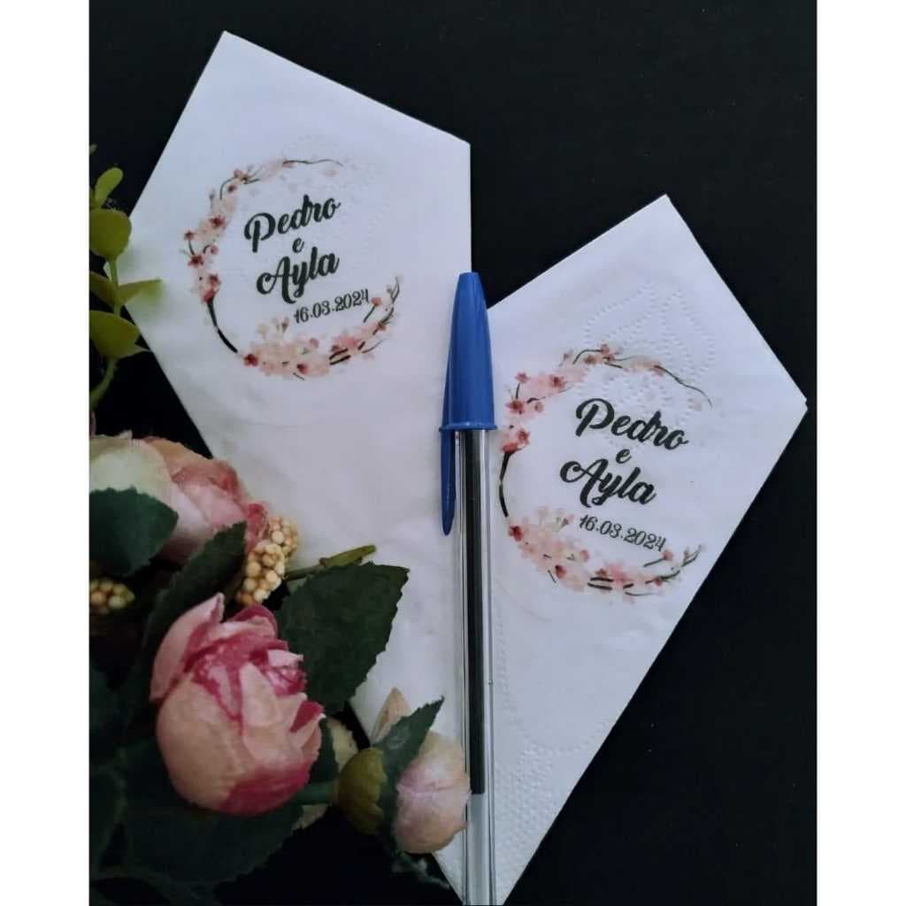 50 unid Guardanapos Personalizados 30x30cm Folha Dupla