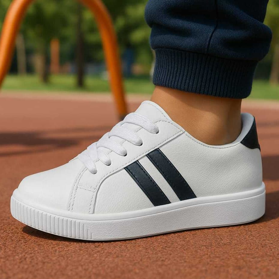 Tênis Infantil Menino Escolar Colegial Anatômico Volta ás Aulas Branco Preto