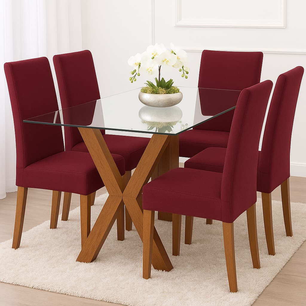 Kit Capa Cadeira Sala De Jantar 6 Lugares Várias Cores Luxo