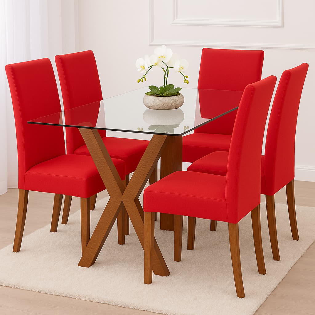 Kit 06 Capas de Cadeira Premium Sala Cozinha Ajustáveis 400 Fios