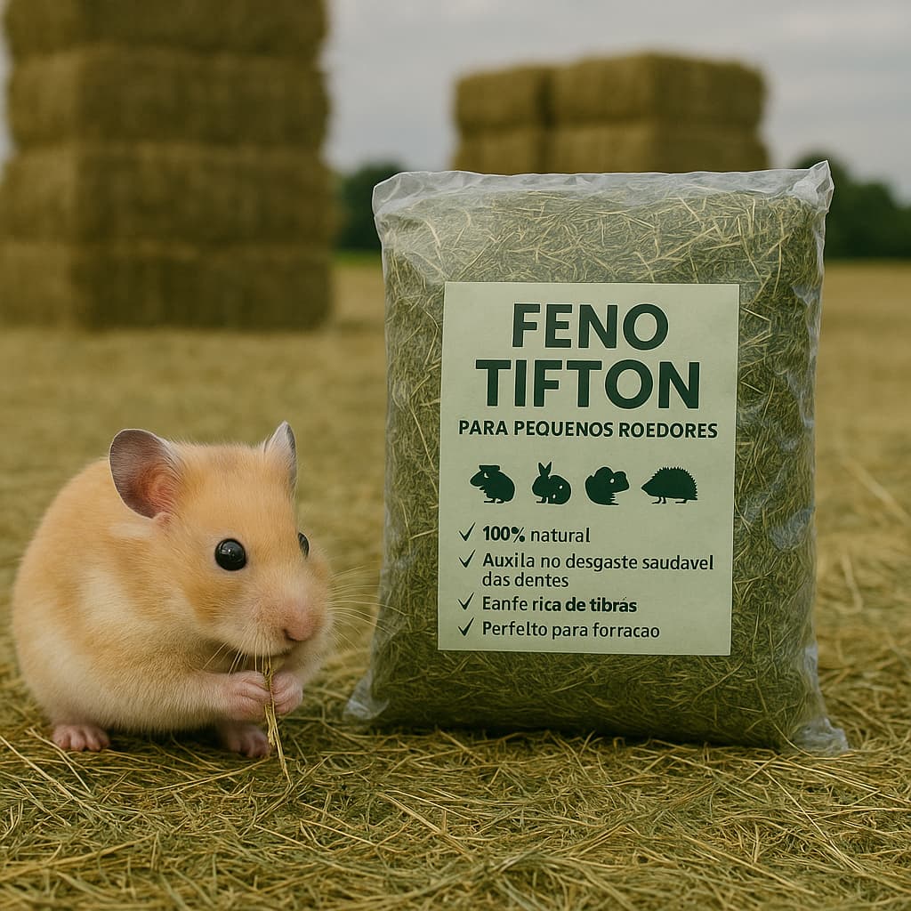 Pacote de Feno Tifiton Verdinho Fresquinho Cheirosinho para Hamister, Porquinho da India, coelho