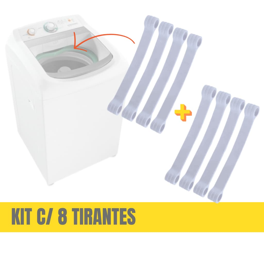 Kit 8 Tirantes Para Maquina De Lavar Brastemp Consul Brancos 7 a 12 Kg 11cm