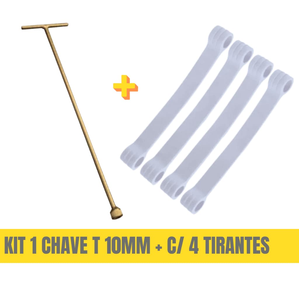 Kit Chave T 10mm Longa 62cm + 4 Tirantes Agitador Para Maquina de Lavar Brastemp Consul