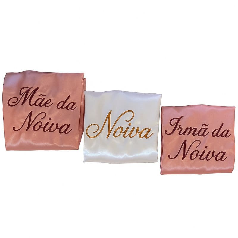 kit 3 robes bordados noiva mãe da noiva irmã da noiva