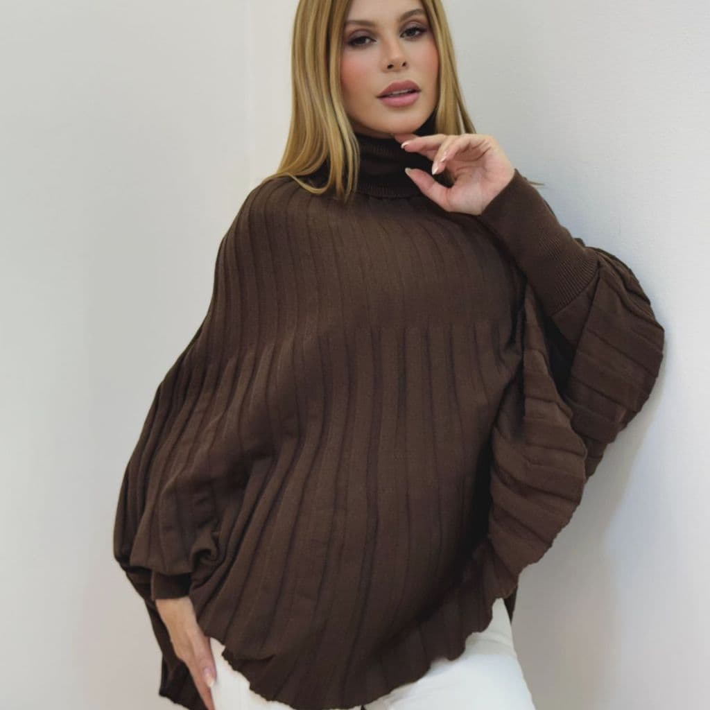 Tricot Premium Blusa Poncho Feminino Inverno