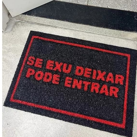 Tapete capacho para porta de entrada - umbanda Se Exu deixar pode entrar 60X40