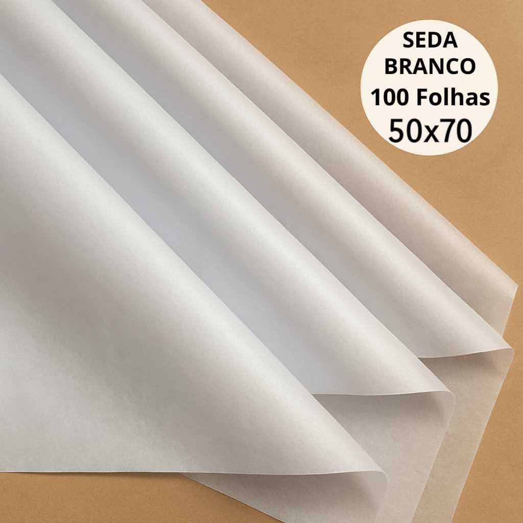 PAPEL SEDA BRANCO 50x70 - 100 FOLHAS