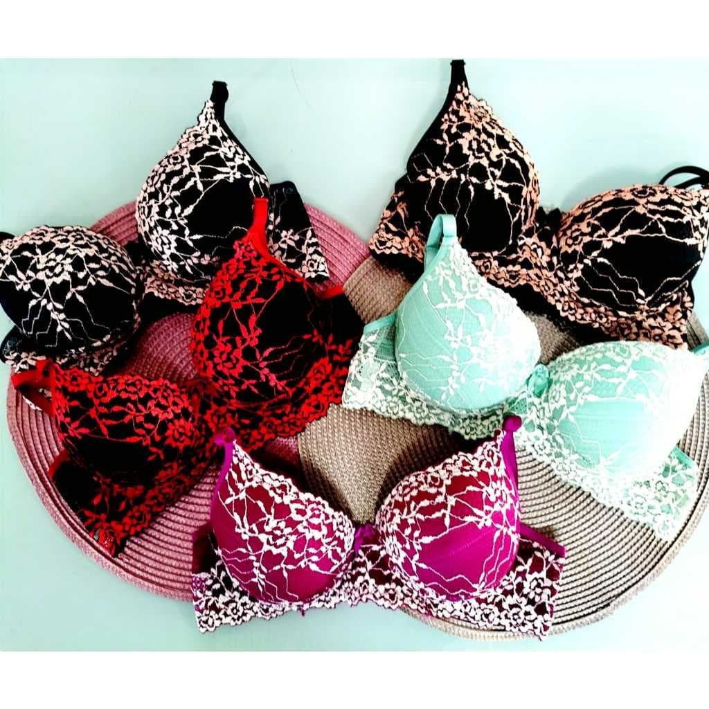 Kit Sutiã com Bojo de Renda Bicolor Sortido