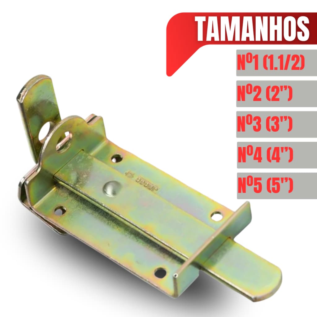 Fechadura trinco Chato Bicromatizado Portão Todos Tamanhos Porta Cadeado