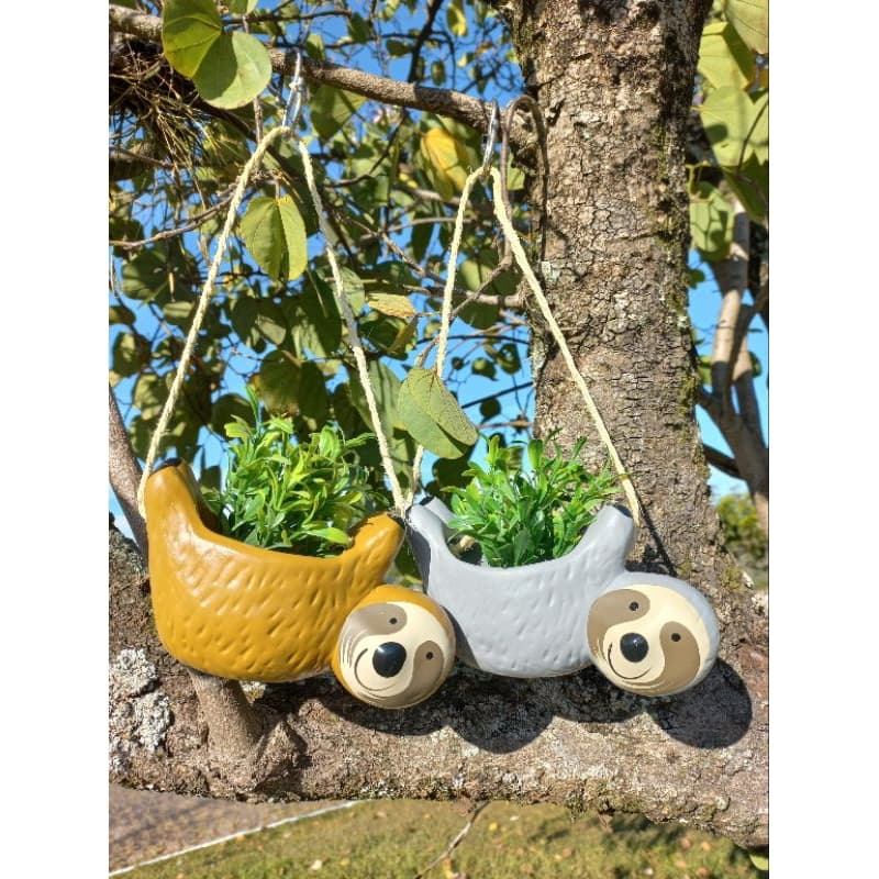 Vaso bicho preguiça kit 2pçs (cerâmica) não acompanha arranjos florais!