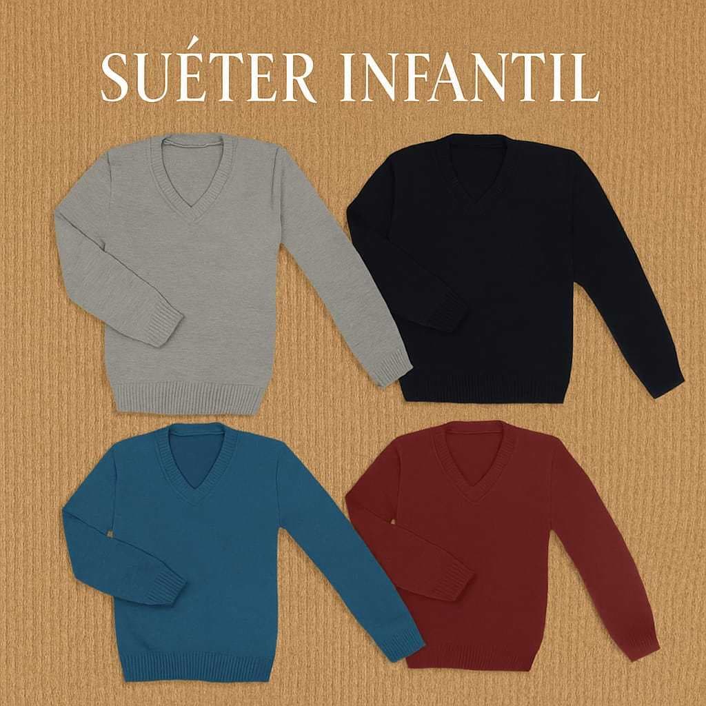 Blusa Suéter de Frio Gola Em V Quentinha Infantil