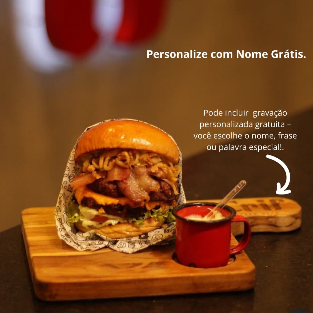 Tábua Gourmet em Madeira Teca – Personalização com Nome Inclusa. Exclusividade