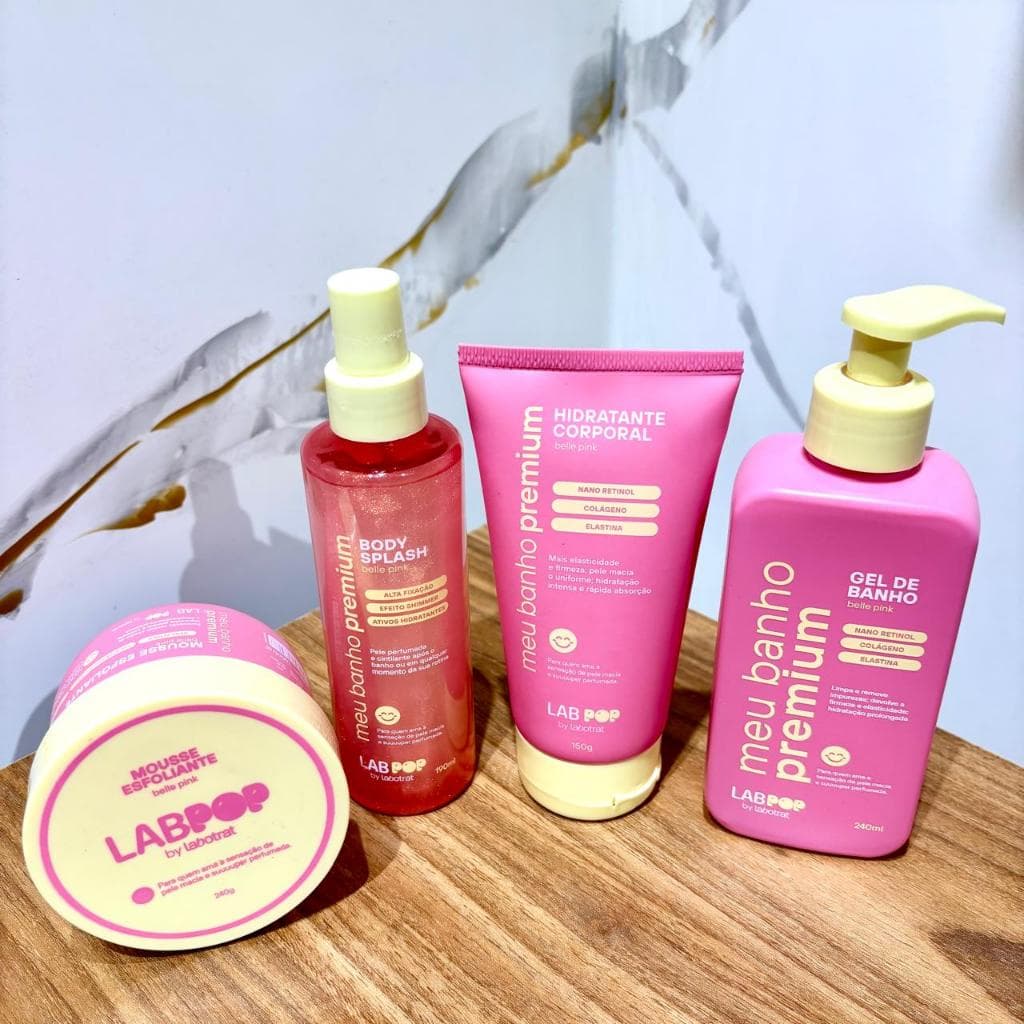 Labotrat Belle Pink Meu Banho Premium  com Mousse Esfoliante + Gel de Banho + Hidratante + Body Splash