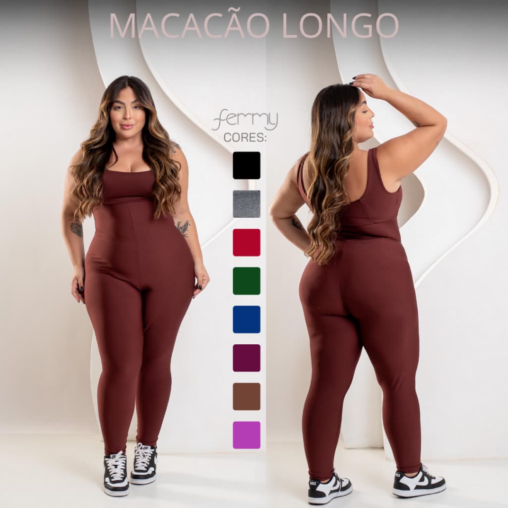 PLUS SIZE Macacões Longos Zero Transparência Fitness Premium Legg Feminino Academia Treino Bojo Removível Conjunto