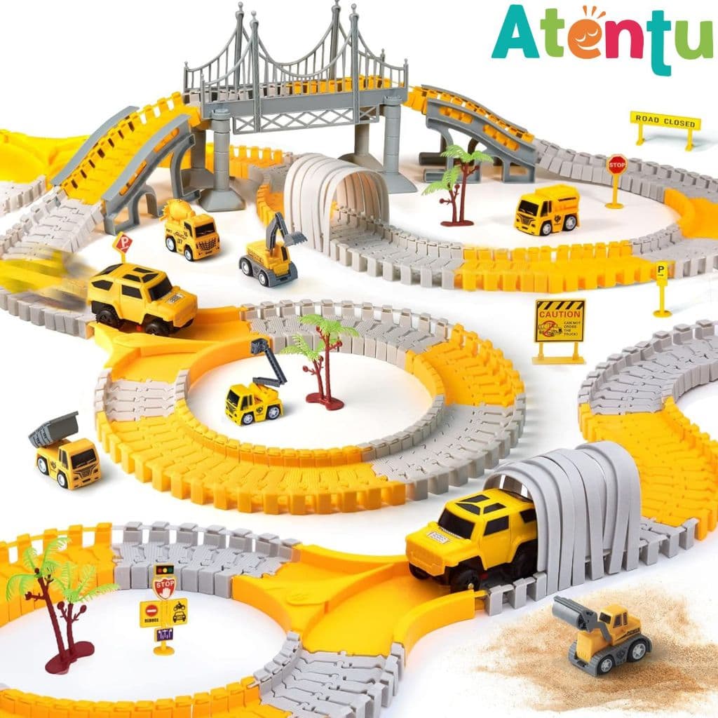 Pista de Carrinhos Construção com 98, 180 e 345 Peças Brinquedo Infantil com Carrinho