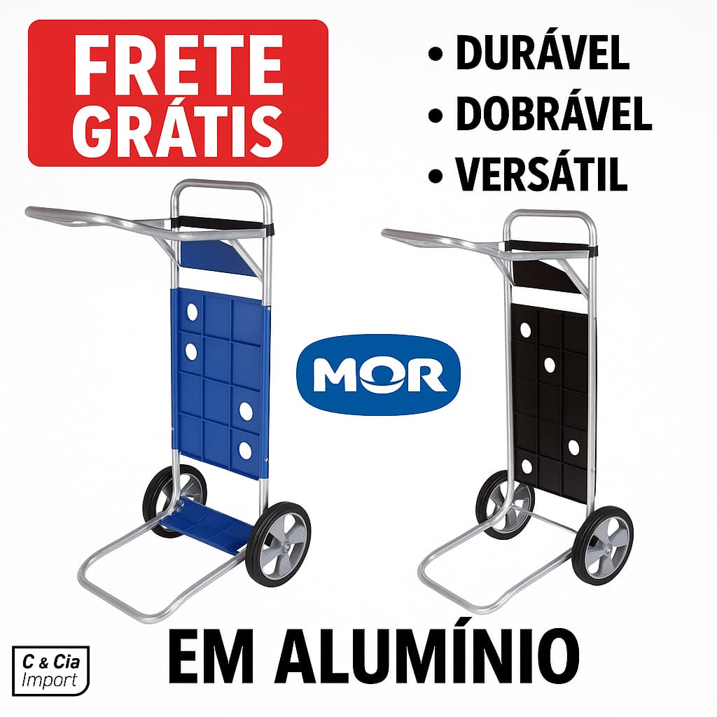 Carrinho De Praia P/ 5 Cadeiras Vira Mesa Alumínio Com Bolsa Azul / Preto