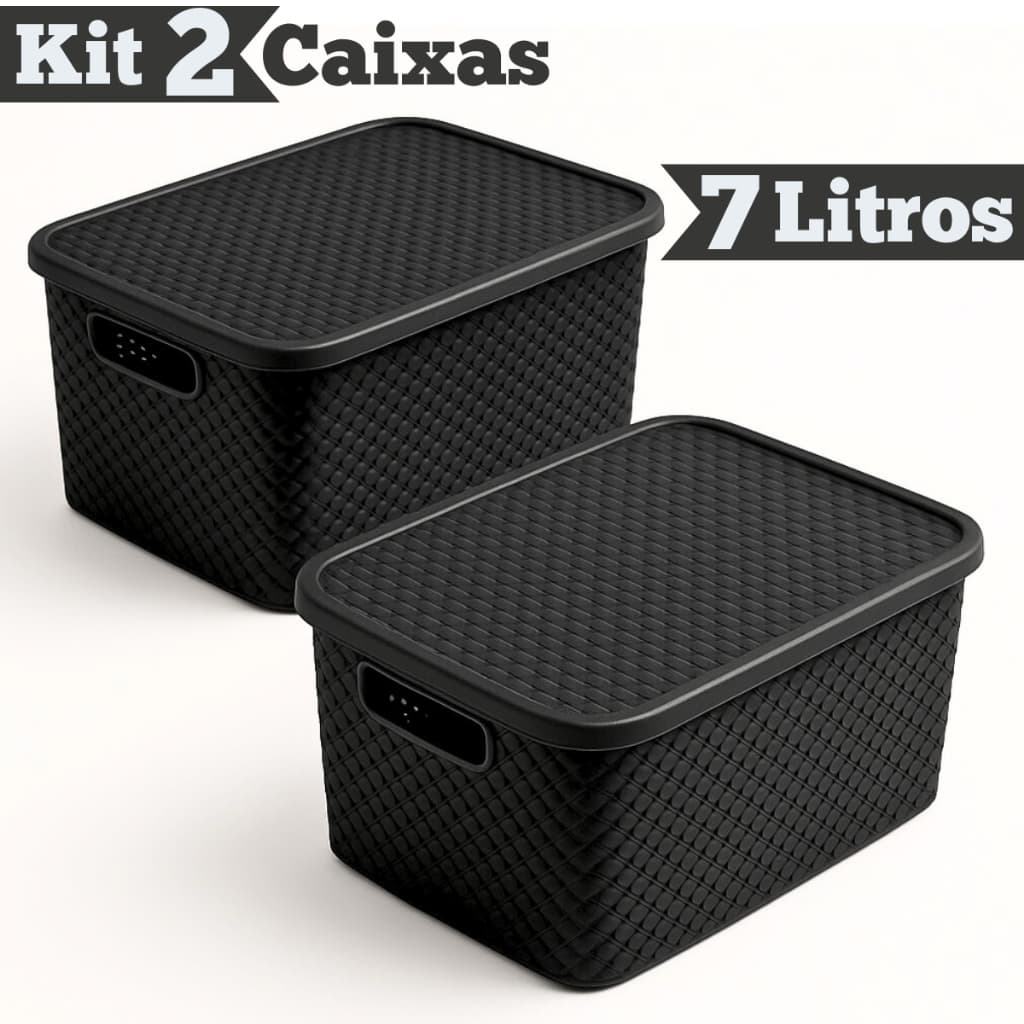 Caixas Organizadora De Brinquedo Roupa Suja Cesto C/tampa 7 LITROS PRETO