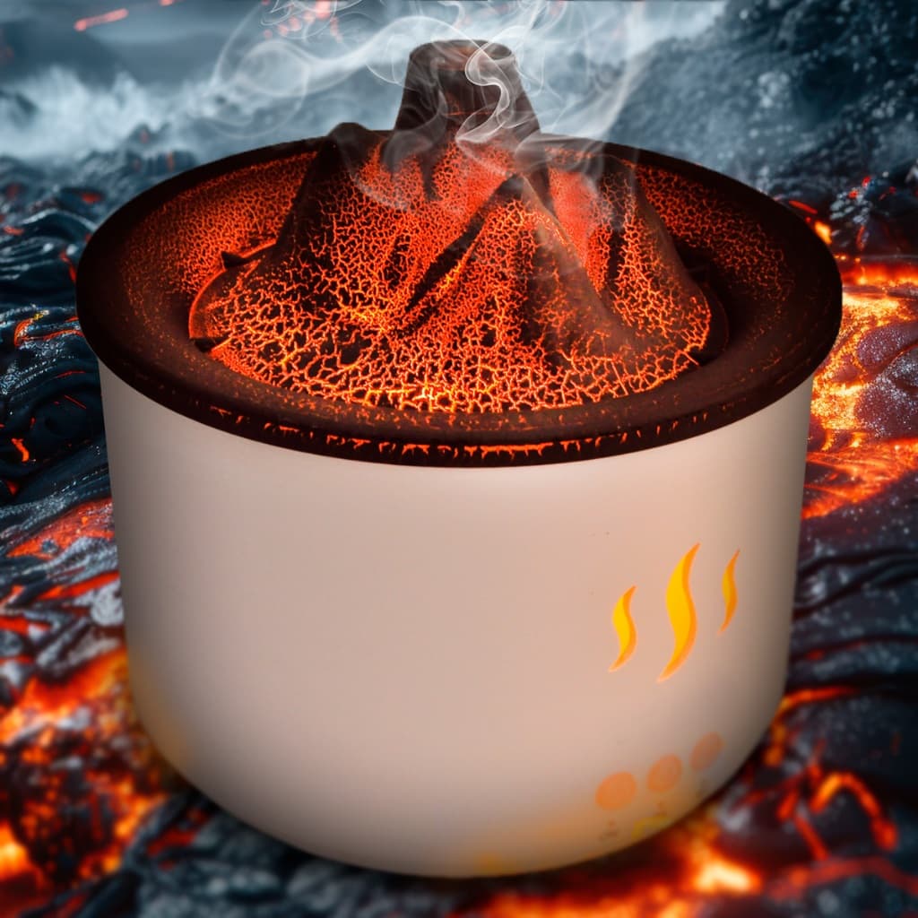 Umidificador Vulcão com LED e Desligamento Automático – Melhora o Ar e o Sono