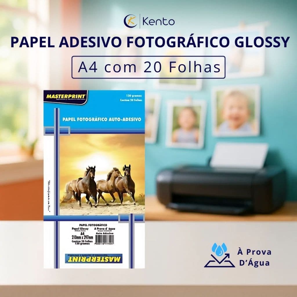Papel Foto Adesivo Glossy prova d`agua A4 130g 20fls Premium Brilhante Secagem Rápida Impressão Fotográfica Jato de Tint