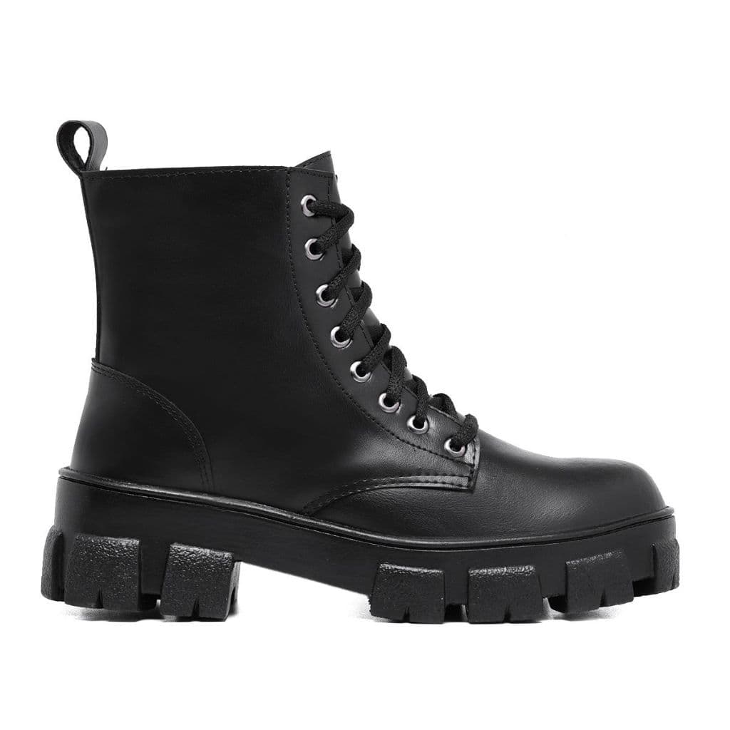 Bota Botinha Feminina Coturno Feminino Tratorada Estilo Militar Cano Baixo Salto Baixo Grosso