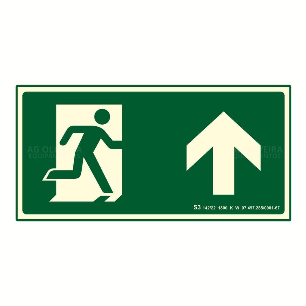 Placa de Sinalização Fotoluminescente S3- Rota de Fuga Adiante Normativa Bombeiro