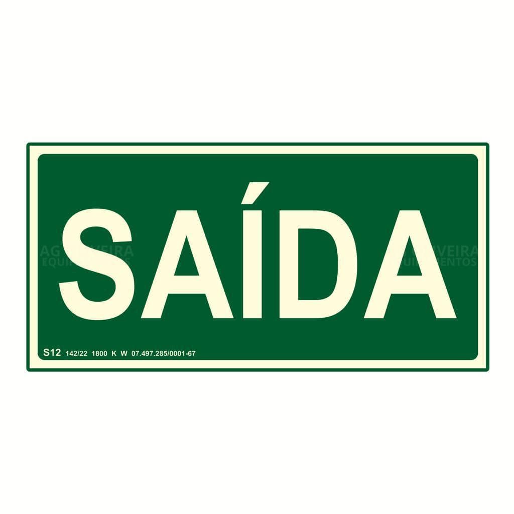 Placa de Sinalização Fotoluminescente S12- Saída Normativa Bombeiro