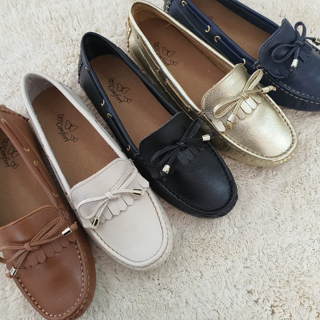 Mocassim em couro drive cores diversas