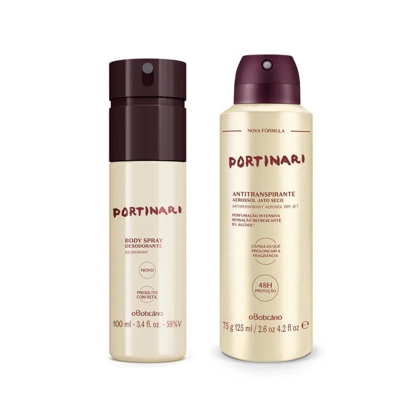 Combo Portinari: Desodorante Antitranspirante Aerossol 75g/125ml + Body Spray 100ml
