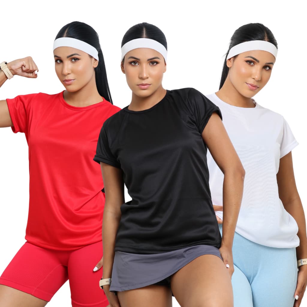 Kit 3 Camisetas Dry Fit Feminina - Casual - Treino - Academia - Esportes - Exercícios - Corrida