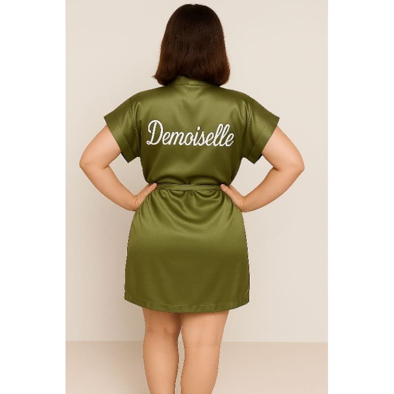 robe cetim verde oliva bordado demoiselle