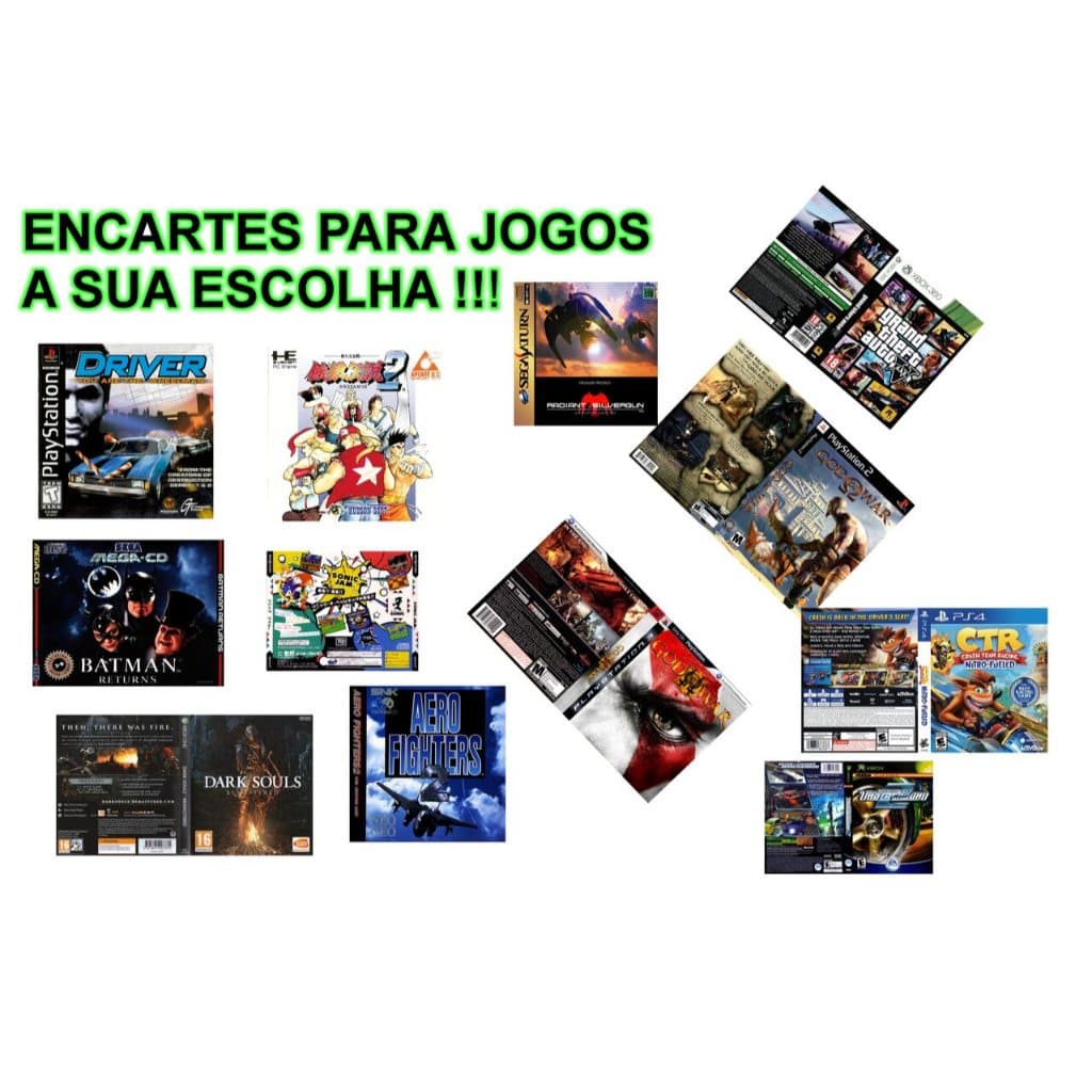 Encartes para jogos cd dvd Blueray cds de música filmes vhs a sua escolha