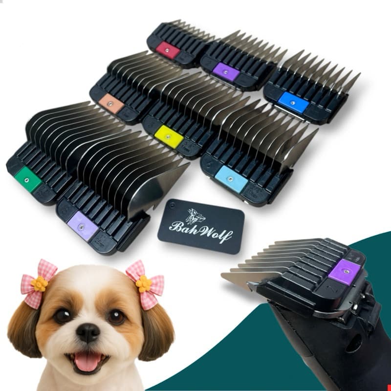 kit 8 Pentes adaptadores snaps Bahwolf compatível com Andis Oster Wahl e outras máquinas de tosa pet