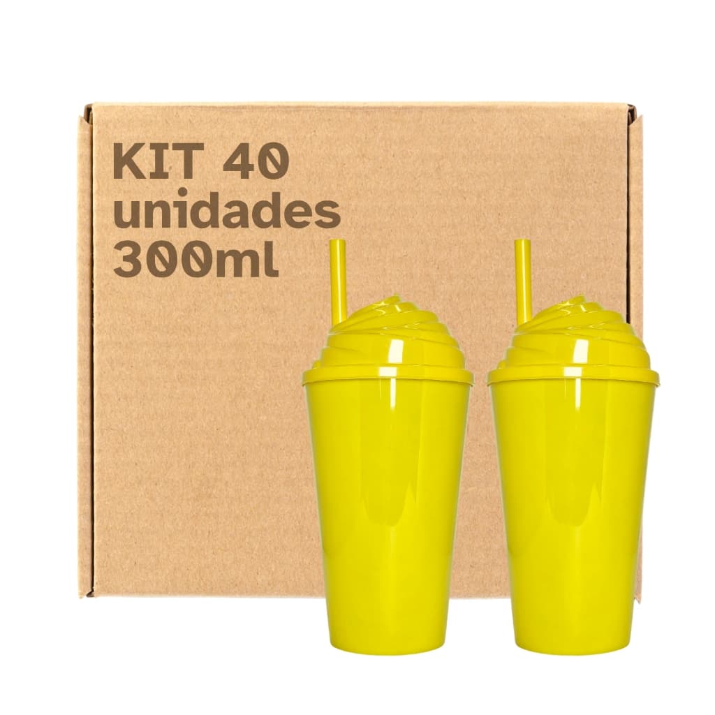 Kit 40 Copos Tampa Chantilly 300ml Para Festa Varejo Atacado Barato Balada Lindo Resistente Fábrica