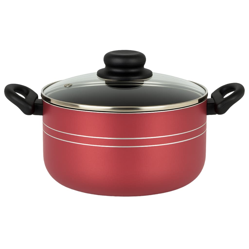 Caçarola Antiaderente com Tampa, cor cereja/preto, escolha o tamanho disponível