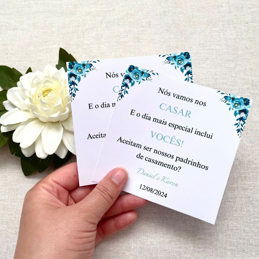 Mensagem/convite Adesivada para os padrinhos de casamento