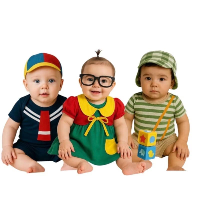 CHAVES, KIKO, CHIQUINHA FANTASIA  MESVERSÁRIO CHAVES, KIKO, CHIQUINHA FESTA DE MÊS INFANTIL, ROUPA DE BEBÊ TEMÁTICO