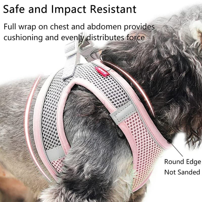 Arnês para cães pequenos e médios, arnês refletivo ajustável para gatos, nylon de malha respirável, coleira confortável