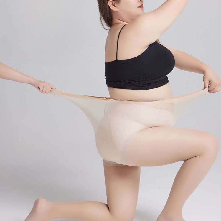 Conjunto de meia-calça plus size G-GG fio 20 fino feminino clássico básico elástico respirável bege