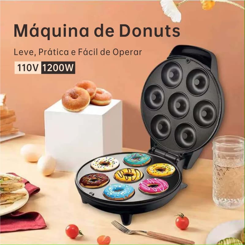 Máquina de Donuts Elétrica 7 Cavidades 110V – Rápida, Compacta e Fácil de Usar
