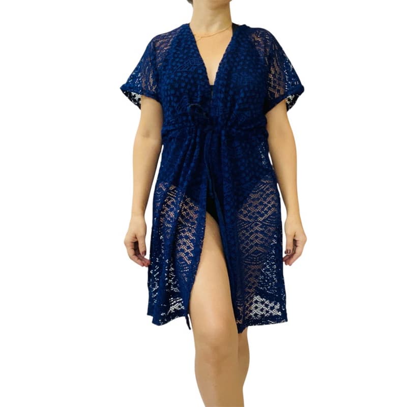 Kimono em renda arrastao/saída de Praia