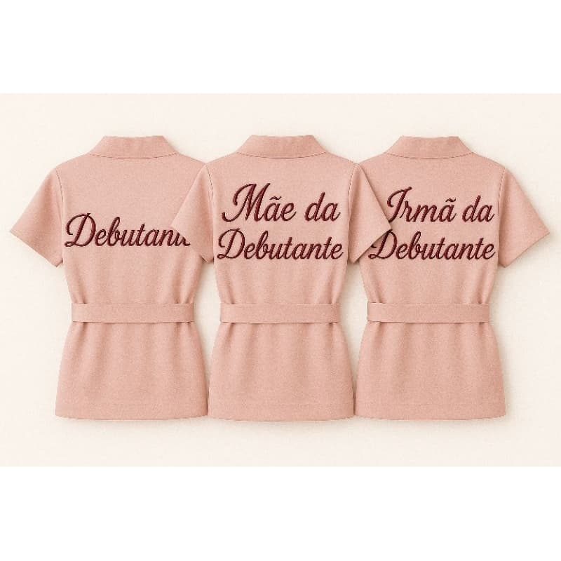 kit 3 robes rose bordado marsala Debutante mãe da Debutante e irmã da Debutante
