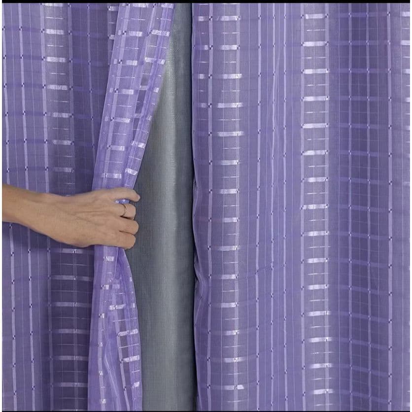 Cortina Blackout com Tecido voil xadrez 2,00 x 1,40 altura 2 Partes SUPER OFERTA
