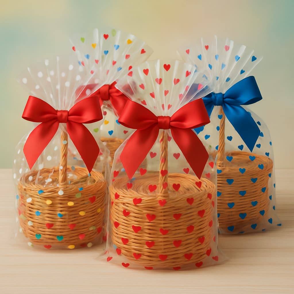 50 Sacos Decorados e Transparentes - Festa / Lembrancinha / Doces / Presentes