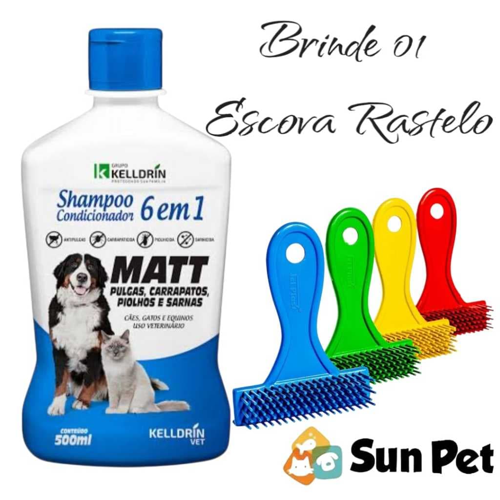 Shampoo para Cachorro Matt Pulgas Anti Pulgas  Carrapatos 6 em 1 Kelldrin Pet Cães e Gatos